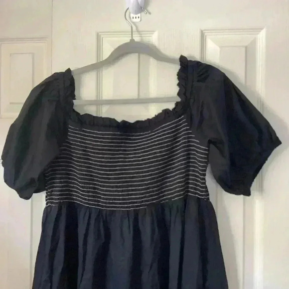 NWT  Old Navy Black midi Flowy Dress  XL Smocked Off the shoulder Puff Sleeve - Picture 10 of 11